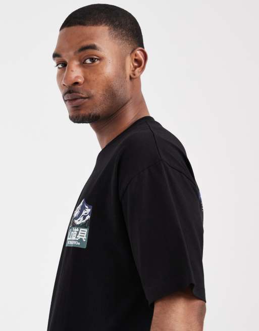 Camiseta negra extragrande con estampado gráfico de montaña de ASOS DESIGN, 4 de 5