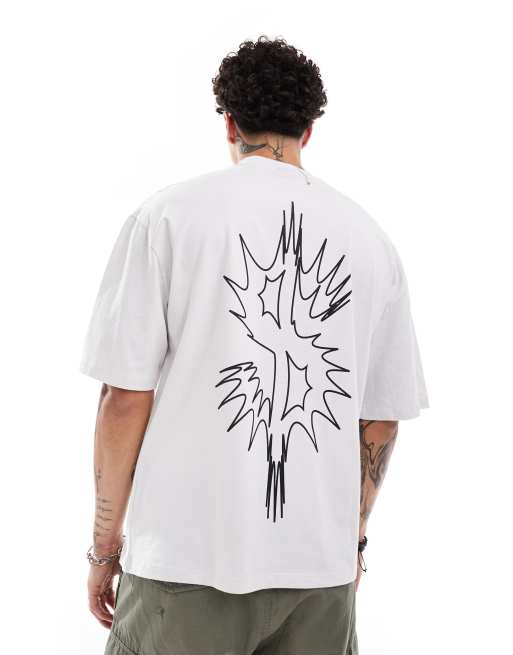 Camiseta negra extragrande con estampado gráfico del símbolo del dólar en la espalda y logo de COLLUSION