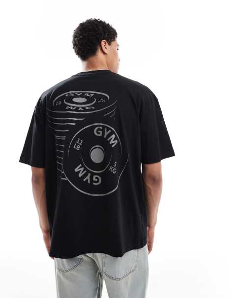 Camiseta negra extragrande con estampado gráfico deportivo de ASOS DESIGN - view 1