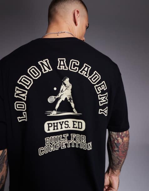 Camiseta negra extragrande con estampado gráfico deportivo de ASOS DESIGN - view 1