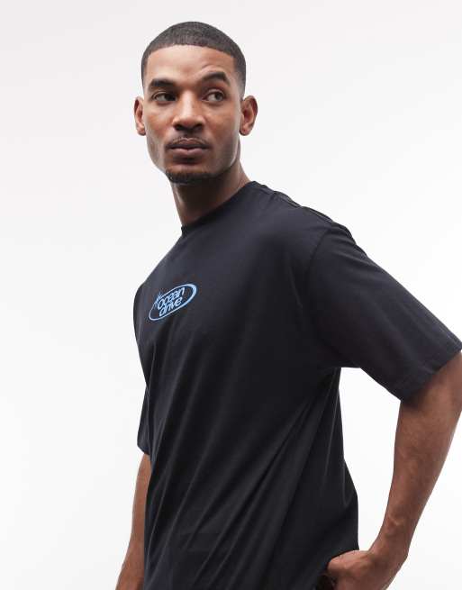 Camiseta negra extragrande con estampado gráfico "Ocean Drive" en relieve de ASOS DESIGN, 5 de 5