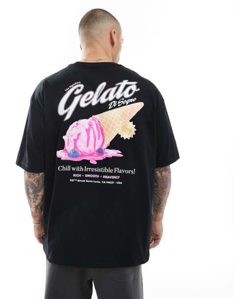Camiseta negra extragrande con estampado gráfico veraniego de ASOS DESIGN - view 1
