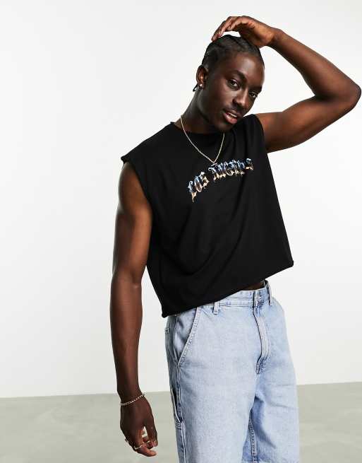 Camiseta negra extragrande con estampado grunge en la espalda de ASOS DESIGN
