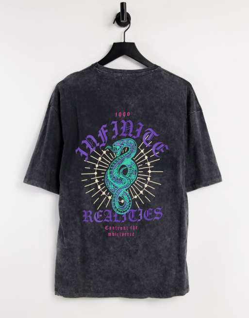 Camiseta negra extragrande con estampado Infinite en la espalda de Jack & Jones Originals