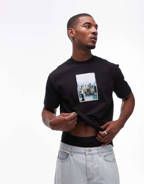 Camiseta negra extragrande con estampado "New York" de Topman - view 1