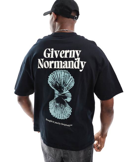 Camiseta negra extragrande con estampado "Normandy" en la espalda de Jack & Jones, 4 de 4