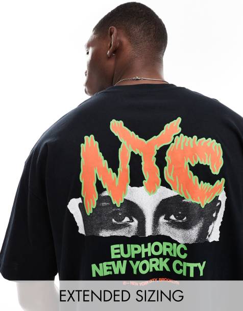 Camiseta negra extragrande con estampado "NYC" en la espalda de ASOS DESIGN - view 1