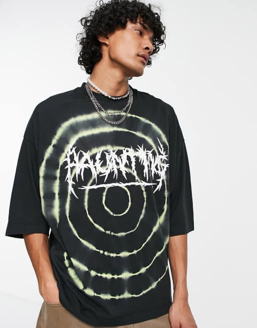 Camiseta negra 2025 tie dye