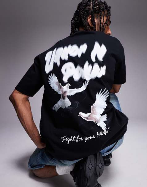 Camiseta negra extragrande con estampado trasero gráfico de pájaro de Liquor N Poker - view 1