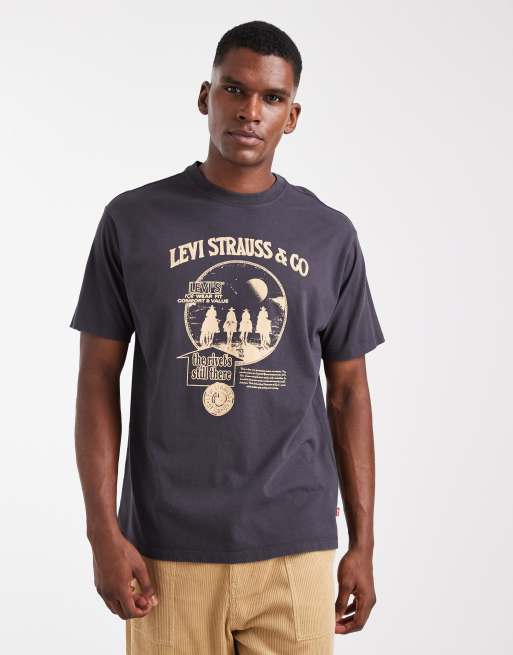 Camiseta negra extragrande con estampado vintage de logo de vaquero de Levi's