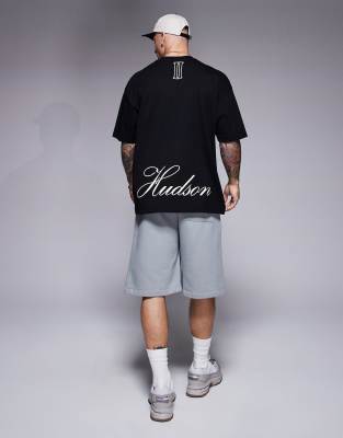 Camiseta negra extragrande con estampados gráficos de texto de ASOS DESIGN - view 1