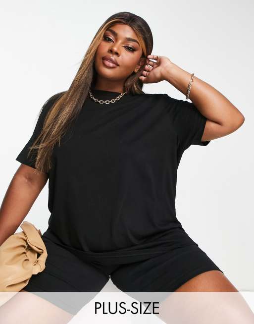 Camiseta negra extragrande con logo de algodón de secado rápido Icon de ASOS 4505 Curve