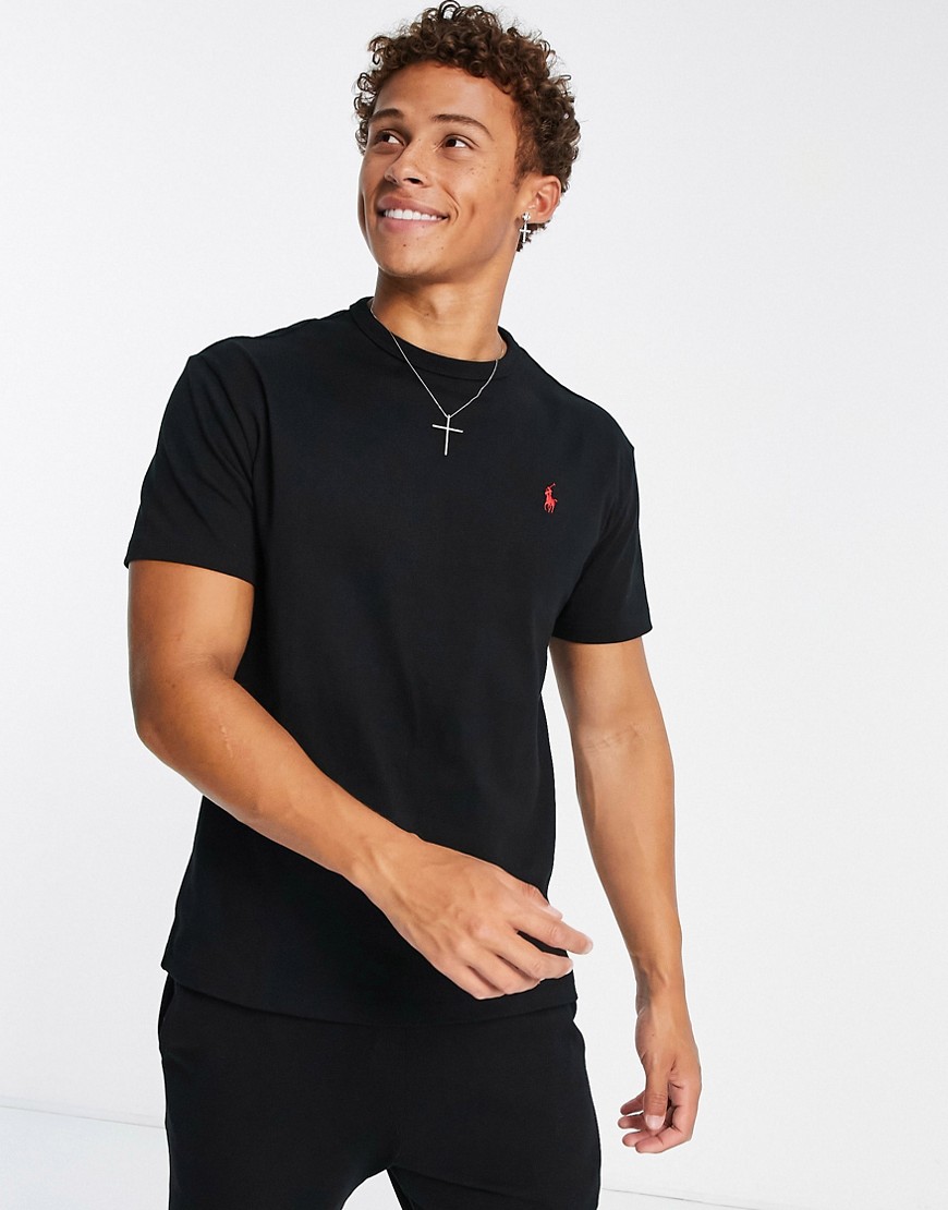 Camiseta Negra Extragrande Con Logo De Caballo De Tejido Grueso De Polo Ralph Lauren-Negro