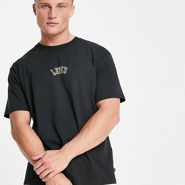 Camiseta negra extragrande con logo de estilo universitario pequeño exclusiva ASOS de Levi's | ASOS