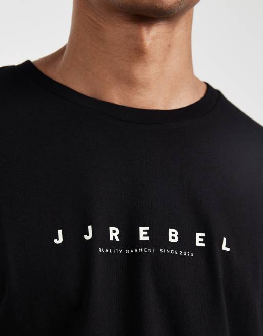 Camiseta negra extragrande con logo en la parte delantera de JJ Rebel, 5 de 5