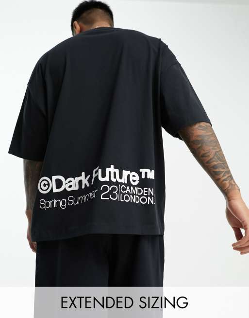 Camiseta negra extragrande con logo estampado en la espalda de ASOS Dark Future (parte de un conjunto)