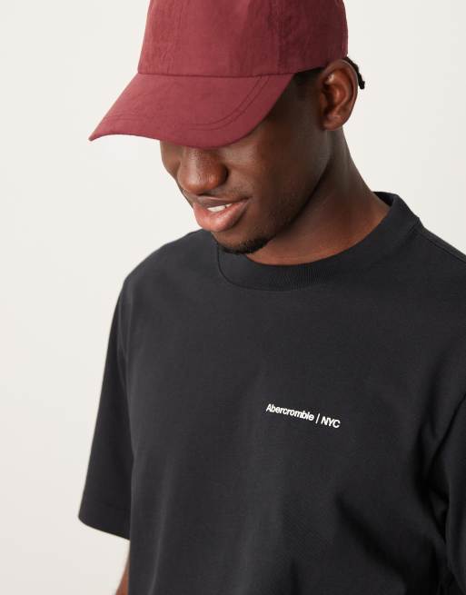 Camiseta negra extragrande con logo flocado premium Timeless de Abercrombie & Fitch