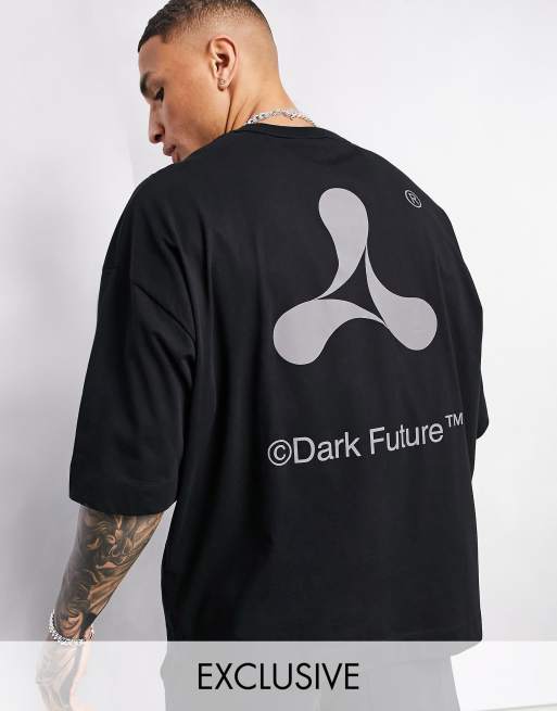 Camiseta negra extragrande con logo reflectante estampado de ASOS Dark Future x Cream (parte de un conjunto)