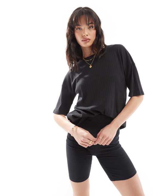Camiseta negra extragrande de canalé de Noisy May (parte de un conjunto)