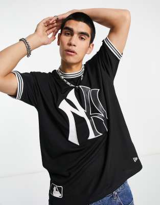 Camiseta negra extragrande de los New York Yankees de malla de New Era