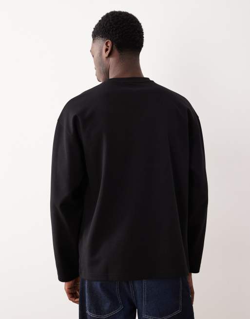 Camiseta negra extragrande de manga larga de tejido grueso suave de ASOS DESIGN, 3 de 5