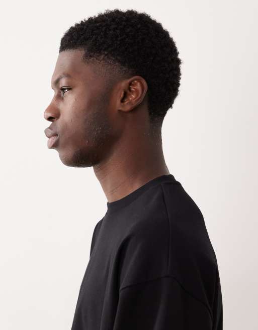 Camiseta negra extragrande de manga larga de tejido grueso suave de ASOS DESIGN, 4 de 5