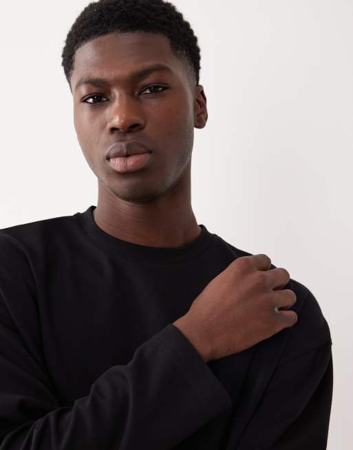 Camiseta negra extragrande de manga larga de tejido grueso suave de ASOS DESIGN, 5 de 5