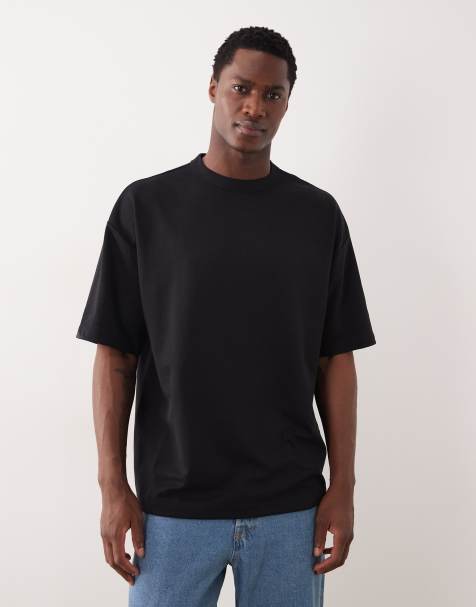 Camiseta negra extragrande de tejido grueso breatheMAX™ de mezcla de algodón de ASOS DESIGN - view 1