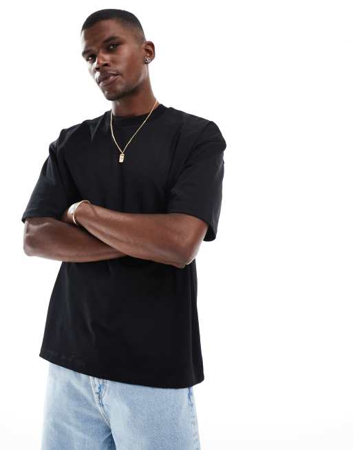 Camiseta negra extragrande de tejido grueso de 300 g/m2 premium de ASOS DESIGN 