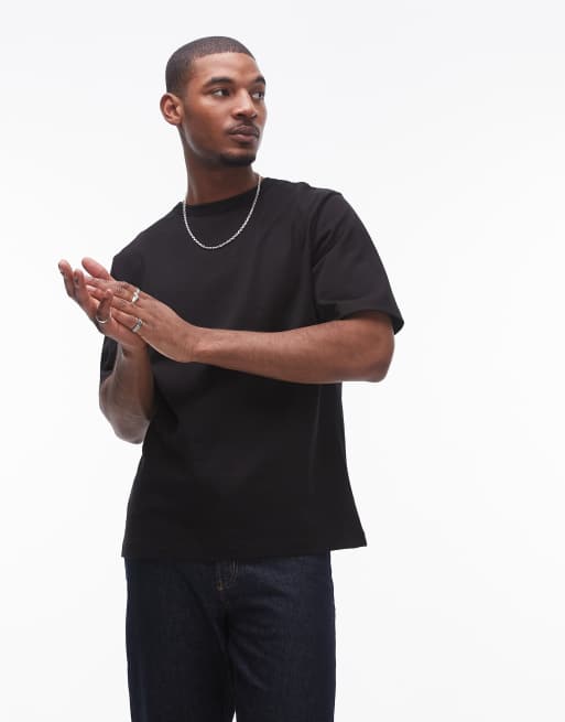 Camiseta negra extragrande de tejido grueso de punto liso de ARKET