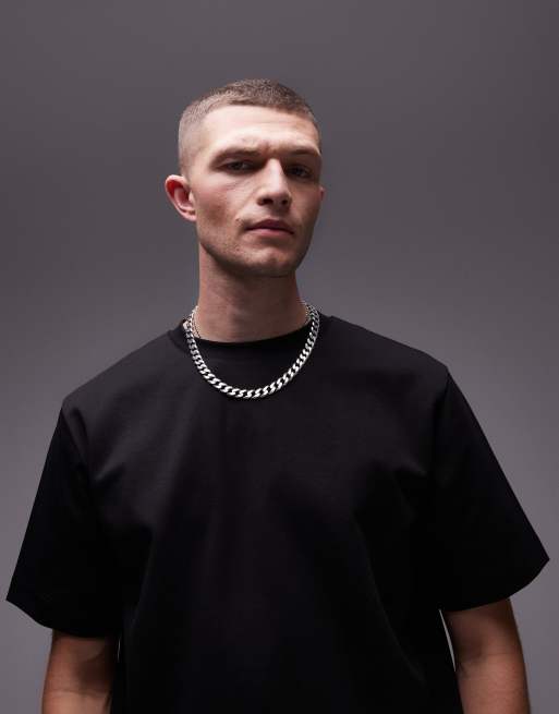 Camiseta negra extragrande de tejido grueso entrelazado de punto liso de ARKET