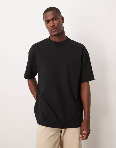 Camiseta negra extragrande de tejido grueso suave de ASOS DESIGN - view 1