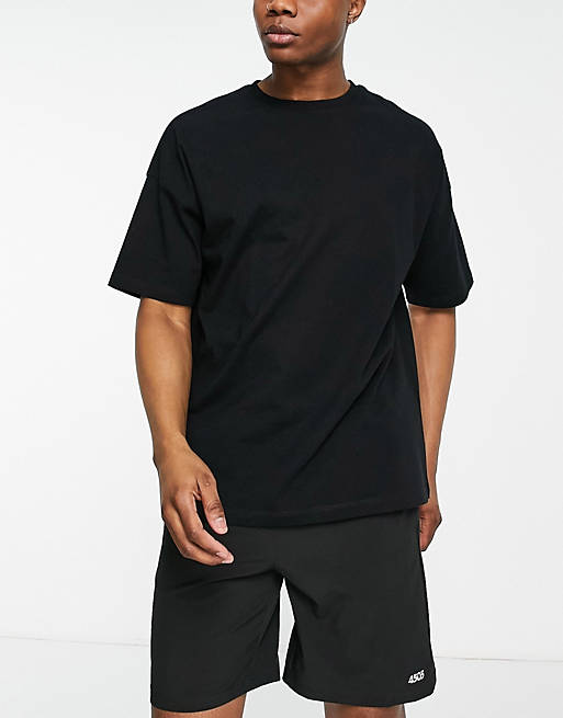 Hombre Tops | Camiseta negra extragrande deportiva con logo de ASOS 4505 - HA78704