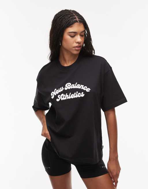 Camiseta negra extragrande Linear Heritage de New Balance