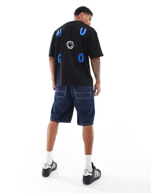 Camiseta negra extragrande Nimayliti de HUGO Blue