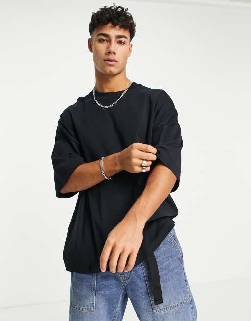 Camiseta negra extragrande premium de Topman