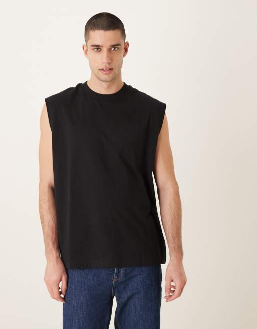 Camiseta negra extragrande sin mangas con estampado gráfico de cuadrícula floral de ASOS DESIGN, 3 de 5