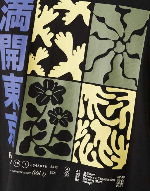 Camiseta negra extragrande sin mangas con estampado gráfico de cuadrícula floral de ASOS DESIGN, 5 de 5