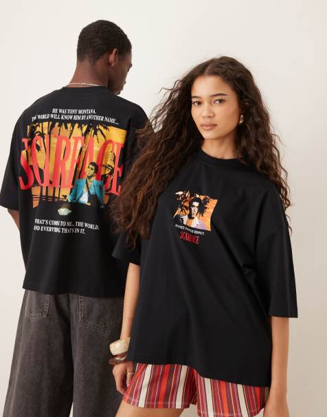 Camiseta negra extragrande unisex con estampado de "Scarface" de ASOS DESIGN - view 1