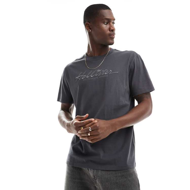 Camiseta negra holgada con bordado a tono del logo de Hollister ClassicfuncenterShops