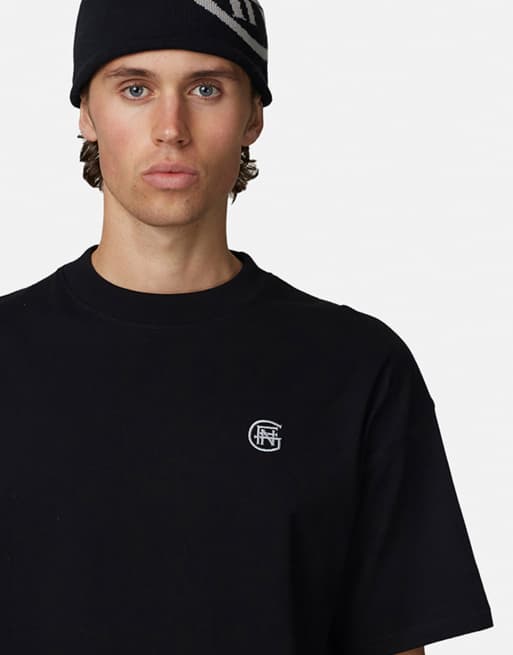 Camiseta negra holgada con detalle de monograma de Good For Nothing, 4 de 4