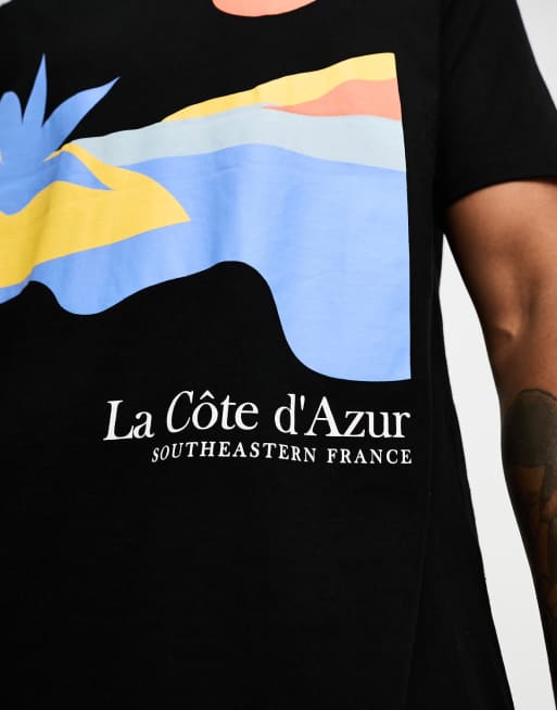 Camiseta negra holgada con estampado de atardecer abstracto en la espalda de ASOS DESIGN, 3 de 4