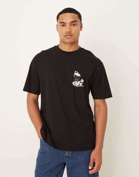 Camiseta negra holgada con estampado pequeño en el pecho de ASOS DESIGN - view 1