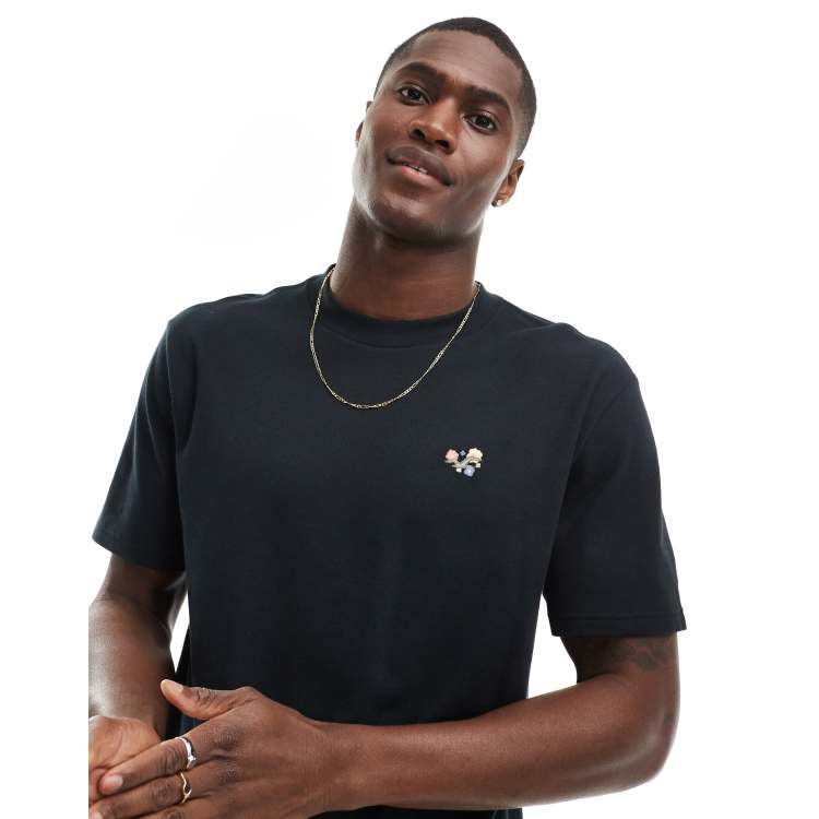 Camiseta negra holgada con logo bordado de Hollister ClassicfuncenterShops
