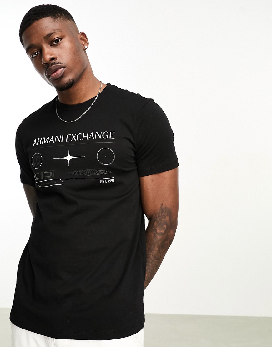 camiseta negra holgada de armani exchange-negro
