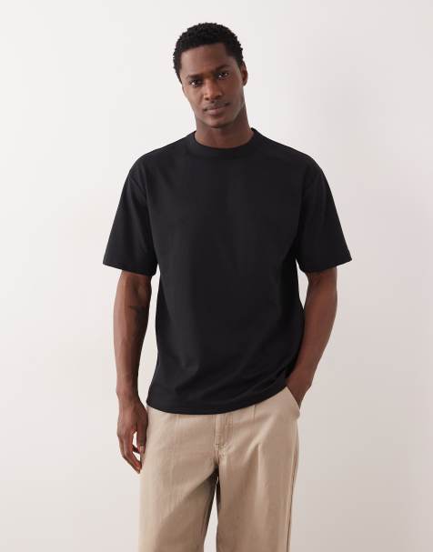Camiseta negra holgada de tejido grueso breatheMAX™ de mezcla de algodón de ASOS DESIGN - view 1
