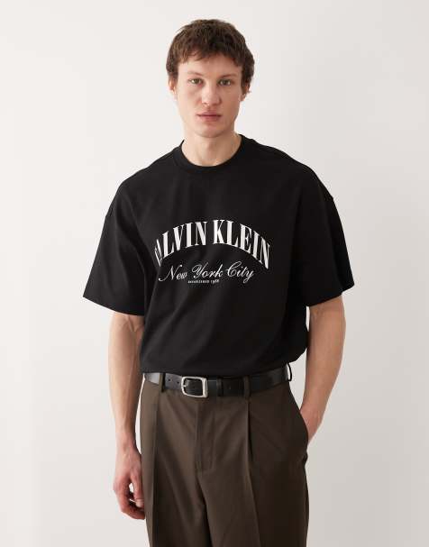 Camiseta negra holgada de tejido grueso de punto liso premium de Calvin Klein Jeans - view 1