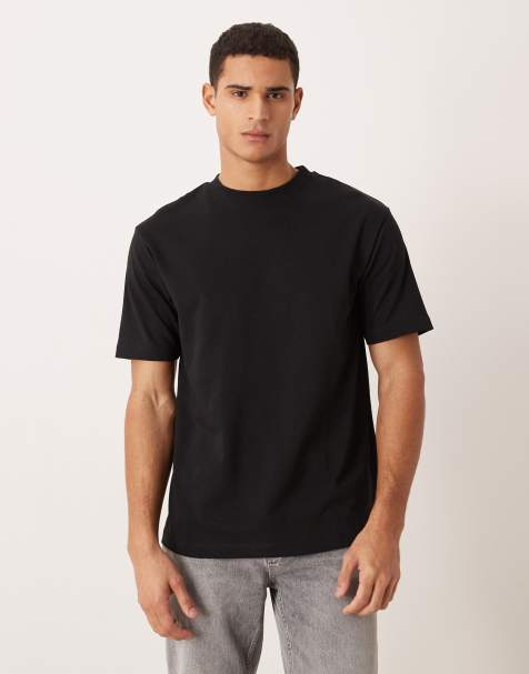 Camiseta negra holgada de tejido grueso suave de ASOS DESIGN - view 1