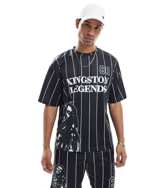 Camiseta negra multicolor extragrande con diseño de estilo deportivo Kingston de Cult Classics