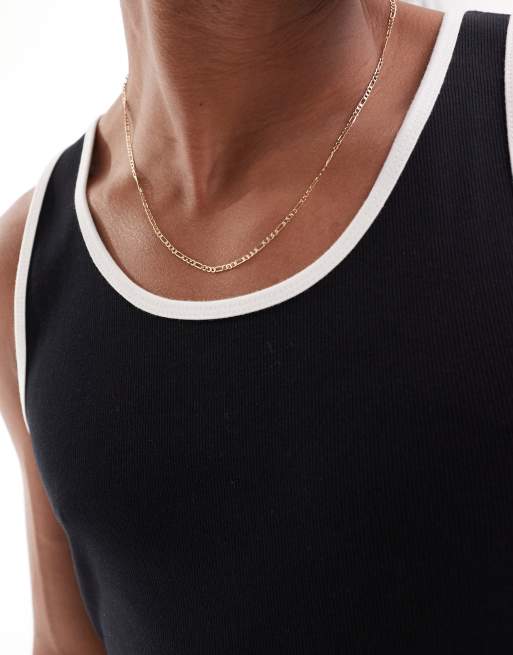 Camiseta negra sin mangas ajustada con ribetes en contraste de canalé de ASOS DESIGN, 3 de 4